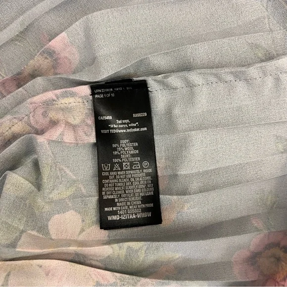 Ted Baker Izitaa Oracle Knit Skater Dress Pleated floral Print Skirt SZ 3 - Picture 7 of 11